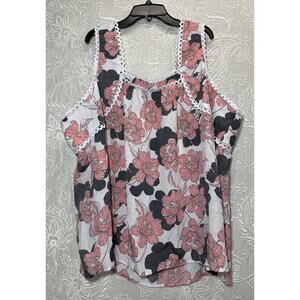 Cato Sleeveless Tank Shirt Blouse 18/20W Floral Eyelet Square Neck Plus Size